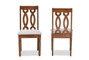Kaira Gray Fabric Upholstered and Walnut Brown 2Pc Dining Chair Set Baxton
