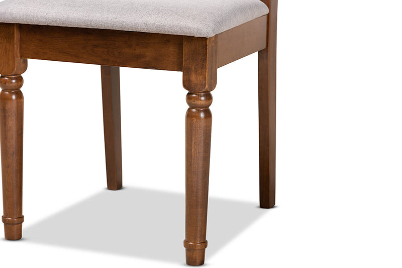 Kaira Gray Fabric Upholstered and Walnut Brown 2Pc Dining Chair Set Baxton