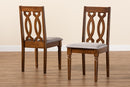 Kaira Gray Fabric Upholstered and Walnut Brown 2Pc Dining Chair Set Baxton