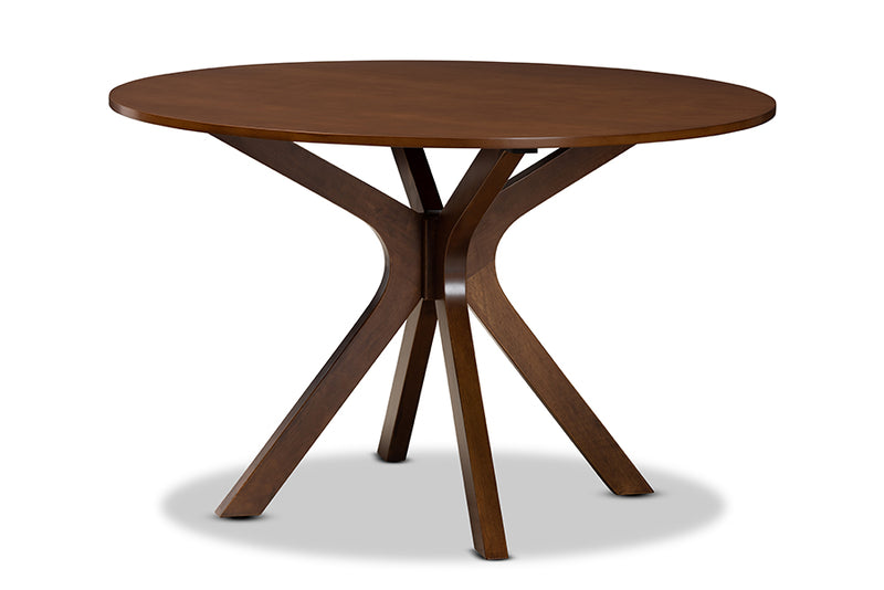 Crossroads Modern and Contemporary Gray Fabric Upholstered and Walnut Brown Finished Wood 7-Piece Dining Set