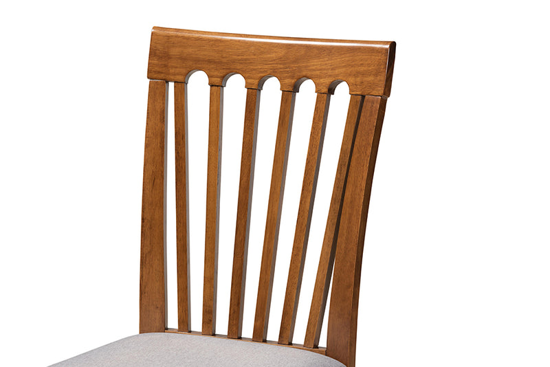 Crossroads Modern and Contemporary Gray Fabric Upholstered and Walnut Brown Finished Wood 7-Piece Dining Set