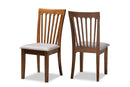 Athena Gray Fabric Upholstered Walnut Brown 2Pc Dining Chair Set Baxton