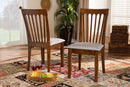 Athena Gray Fabric Upholstered Walnut Brown 2Pc Dining Chair Set Baxton