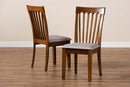 Athena Gray Fabric Upholstered Walnut Brown 2Pc Dining Chair Set Baxton