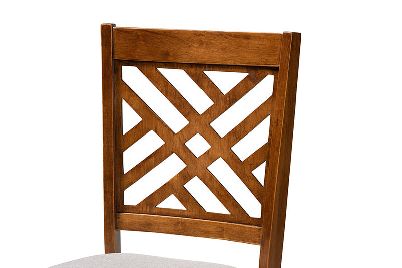 Iden Gray Fabric Upholstered and Walnut Brown 7-Piece Dining Set Baxton