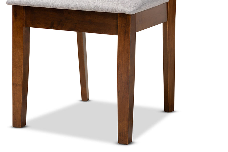 Iden Modern and Contemporary Gray Fabric Upholstered and Walnut Brown Finished Wood 7-Piece Dining Set