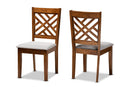 Iden Gray Fabric Upholstered and Walnut Brown 2Pc Dining Chair Set Baxton