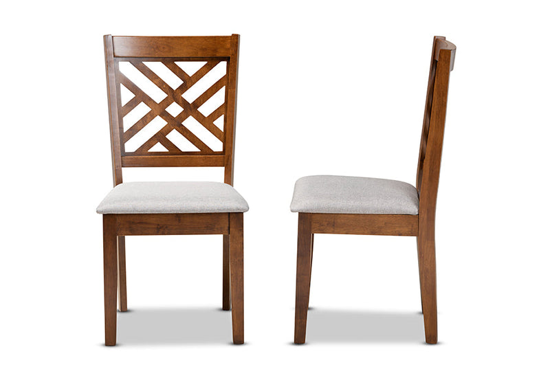 Iden Gray Fabric Upholstered and Walnut Brown 2Pc Dining Chair Set Baxton