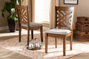 Iden Gray Fabric Upholstered and Walnut Brown 2Pc Dining Chair Set Baxton