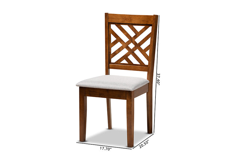 Iden Gray Fabric Upholstered and Walnut Brown 2Pc Dining Chair Set Baxton