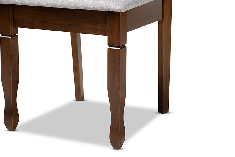 Liza Gray Fabric Upholstered and Walnut Brown 7-Piece Dining Set Baxton