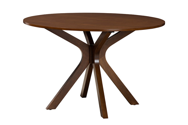 Linn Modern Gray Fabric and Walnut Brown 7-Piece Dining Set Baxton