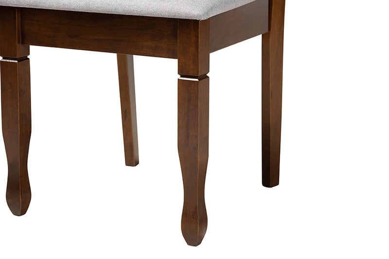 Linn Modern Gray Fabric and Walnut Brown 7-Piece Dining Set Baxton