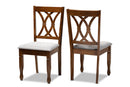 Liza Gray Fabric Upholstered and Walnut Brown 2Pc Dining Chair Set Baxton