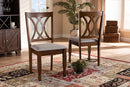 Liza Gray Fabric Upholstered and Walnut Brown 2Pc Dining Chair Set Baxton