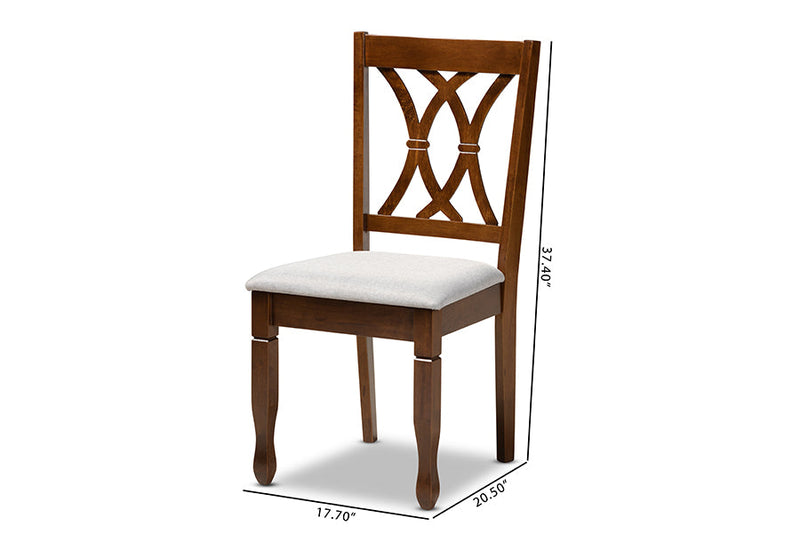 Liza Gray Fabric Upholstered and Walnut Brown 2Pc Dining Chair Set Baxton