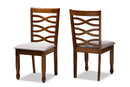 Maliyah Gray Fabric Upholstered and Walnut Brown 2Pc Dining Chair Set Baxton