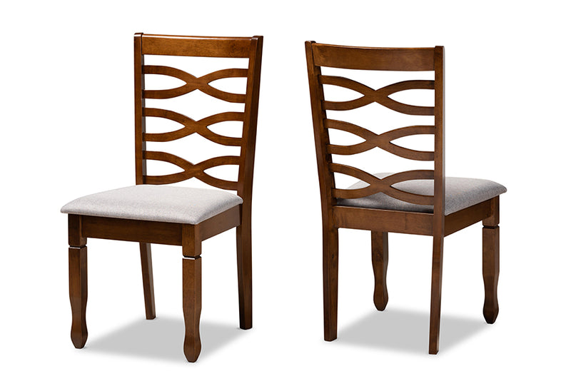 Maliyah Modern and Contemporary Gray Fabric Upholstered and Walnut Brown Finished Wood 2-Piece Dining Chair Set