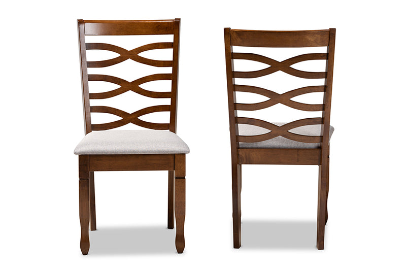 Maliyah Modern and Contemporary Gray Fabric Upholstered and Walnut Brown Finished Wood 2-Piece Dining Chair Set