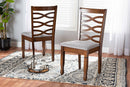 Maliyah Gray Fabric Upholstered and Walnut Brown 2Pc Dining Chair Set Baxton