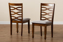 Maliyah Gray Fabric Upholstered and Walnut Brown 2Pc Dining Chair Set Baxton