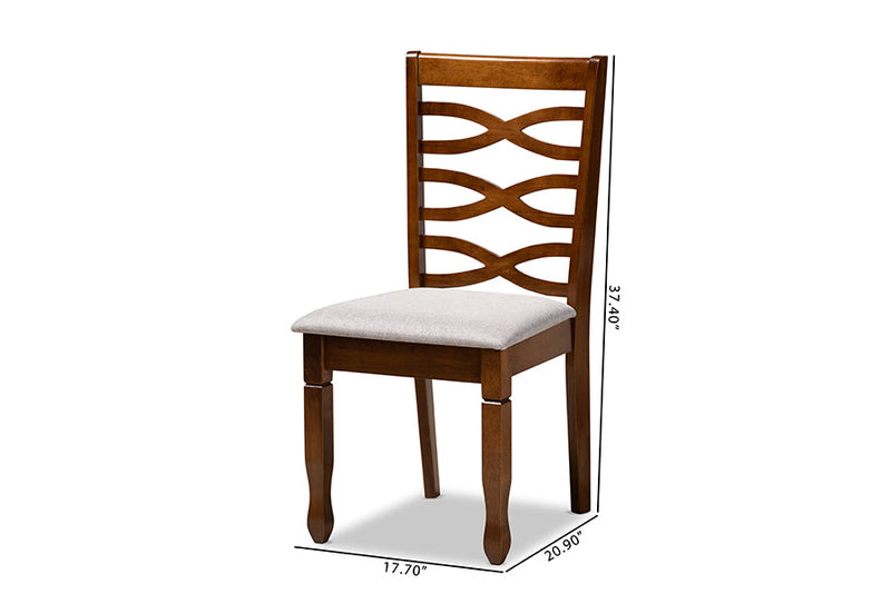 Maliyah Gray Fabric Upholstered and Walnut Brown 2Pc Dining Chair Set Baxton