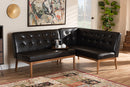 Mabel Dark Brown Faux Leather Upholstered 2Pc Wood Dining Nook Banquette Set Baxton
