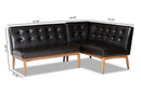 Mabel Dark Brown Faux Leather Upholstered 2Pc Wood Dining Nook Banquette Set Baxton