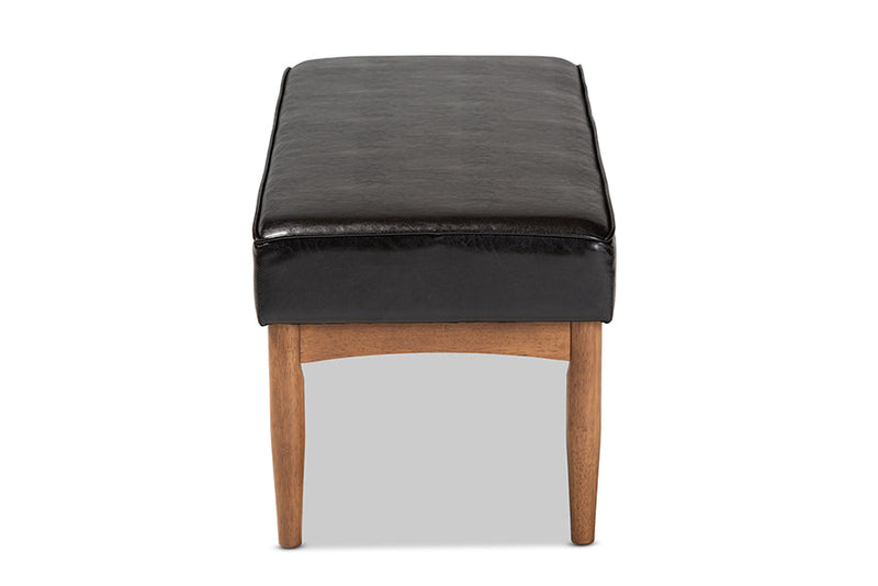 Mabel Dark Brown Faux Leather Upholstered Wood Dining Bench Baxton