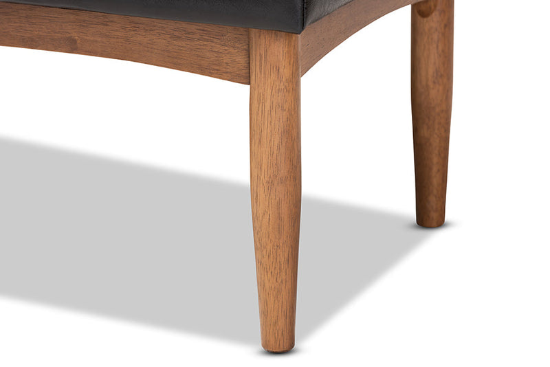 Mabel Dark Brown Faux Leather Upholstered Wood Dining Bench Baxton