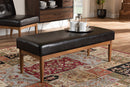 Mabel Dark Brown Faux Leather Upholstered Wood Dining Bench Baxton