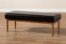 Mabel Dark Brown Faux Leather Upholstered Wood Dining Bench Baxton