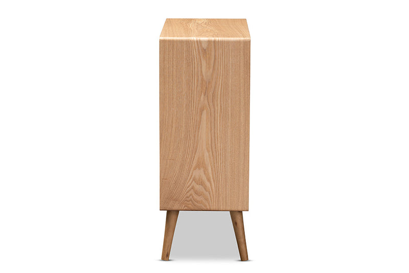 Dulcet Medium Oak and Rattan 4-Drawer Accent Storage Cabinet Baxton