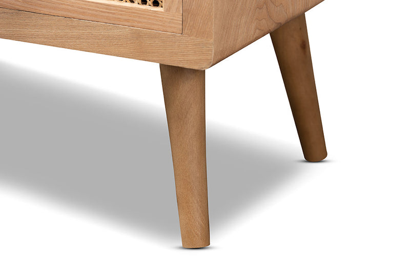 Dulcet Medium Oak and Rattan 4-Drawer Accent Storage Cabinet Baxton