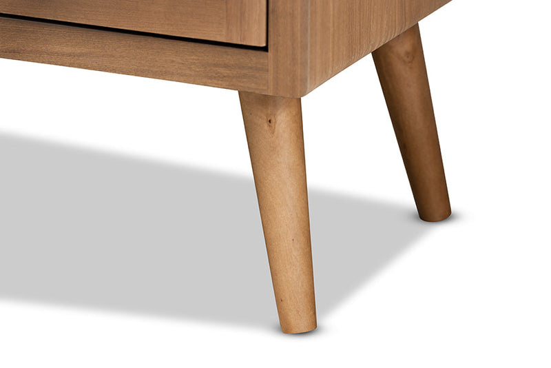 Dulcet Medium Oak and Rattan 2-Door Accent Storage Cabinet Baxton