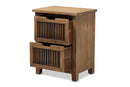 Aiden Rustic Medium Oak Finished 2-Drawer Wood Spindle End Table Baxton