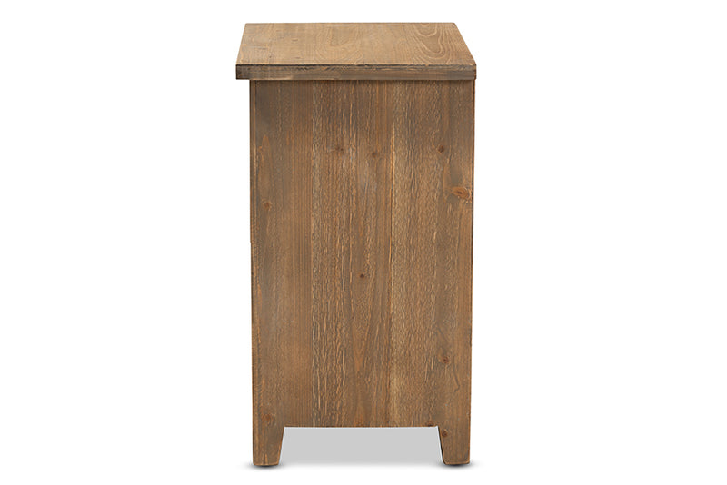 Aiden Rustic Transitional Medium Oak Finished 2-Drawer Wood Spindle End Table