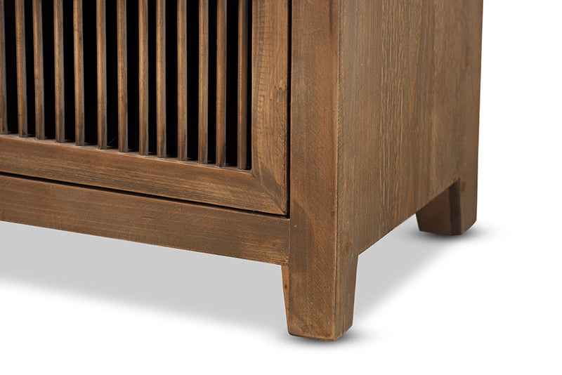 Aiden Rustic Medium Oak Finished 2-Drawer Wood Spindle End Table Baxton