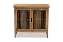 Aiden Rustic Medium Oak Finished 2-Door Wood Spindle Accent Storage Cabinet Baxton