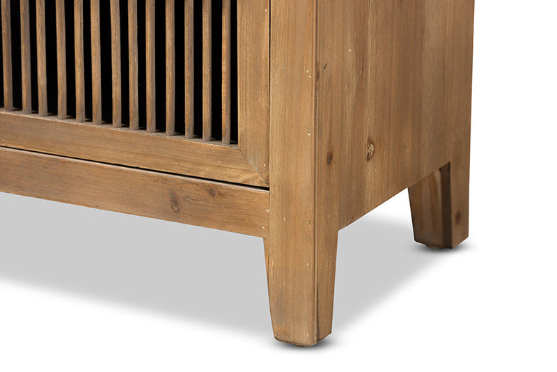 Aiden Rustic Medium Oak Finished 3-Drawer Wood Spindle Storage Cabinet Baxton