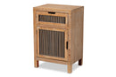 Aiden Rustic Medium Oak Finished 1-Door and 1-Drawer Wood Spindle End Table Baxton
