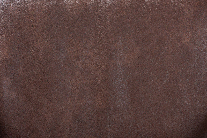 Jonesy Dark Brown Faux Leather Effect Fabric Antique Oak Armchair Baxton