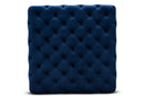 Elia Royal Blue Velvet Fabric Upholstered Gold Finished Square Cocktail Ottoman Baxton
