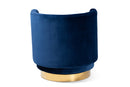 Violet Royal Blue Velvet Fabric Upholstered Gold Finished Swivel Accent Chair Baxton