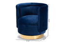 Violet Royal Blue Velvet Fabric Upholstered Gold Finished Swivel Accent Chair Baxton