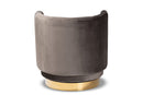Violet Gray Velvet Fabric Upholstered Gold Finished Swivel Accent Chair Baxton