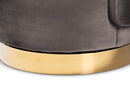 Violet Gray Velvet Fabric Upholstered Gold Finished Swivel Accent Chair Baxton