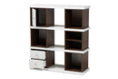 Aria Two-Tone White and Walnut Brown Finished 2-Drawer Bookcase Baxton