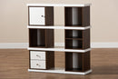 Aria Two-Tone White and Walnut Brown Finished 2-Drawer Bookcase Baxton
