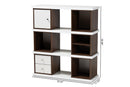 Aria Two-Tone White and Walnut Brown Finished 2-Drawer Bookcase Baxton